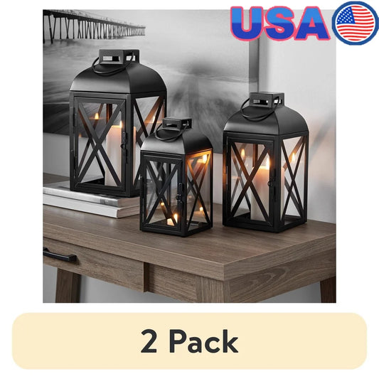 XMSJ 2 Pack Decorative Metal Lantern Candleholders Indoor