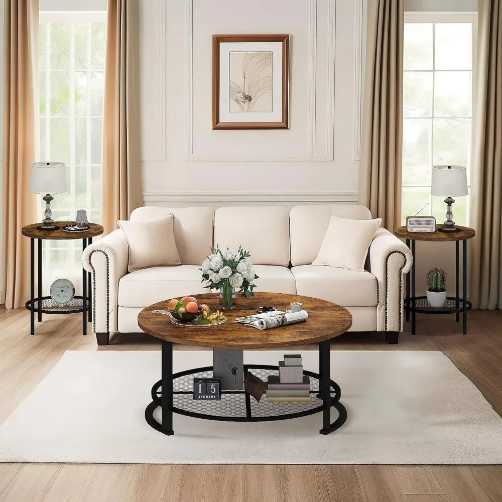 YANYING 3 Piece Coffee Table Set With End Tables Modern