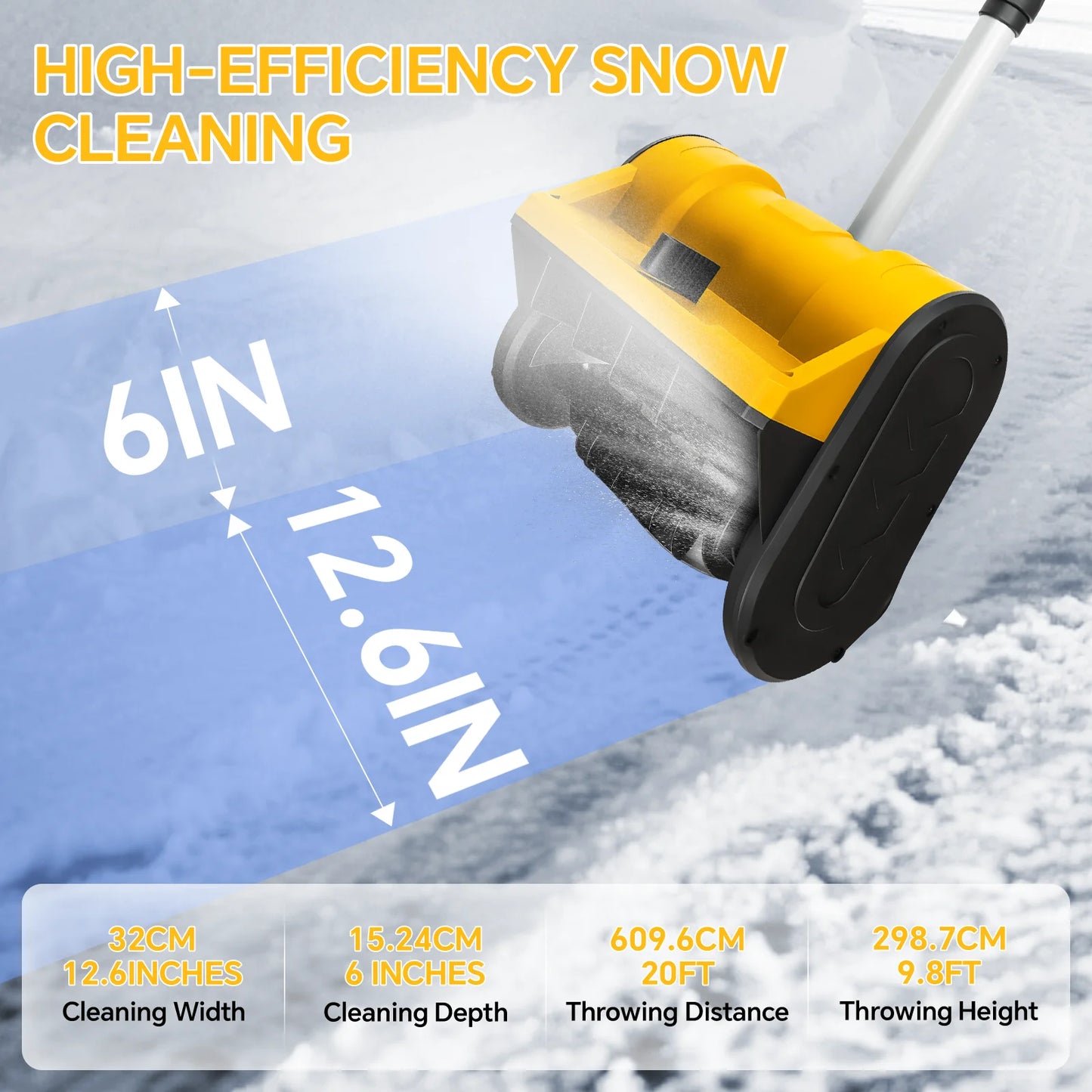 Brushless Electric Snow Shovel 500W Cordless Snow Plow 3000 RPM For Fast Driveway And Sidewalk Clearing