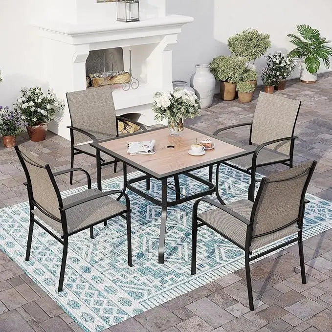 Huanzhuang Patio Dining Set For Four With Umbrella Hole