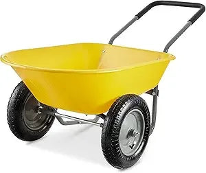 Dual Wheel Home Utility Wheelbarrow Garden Cart With Stand