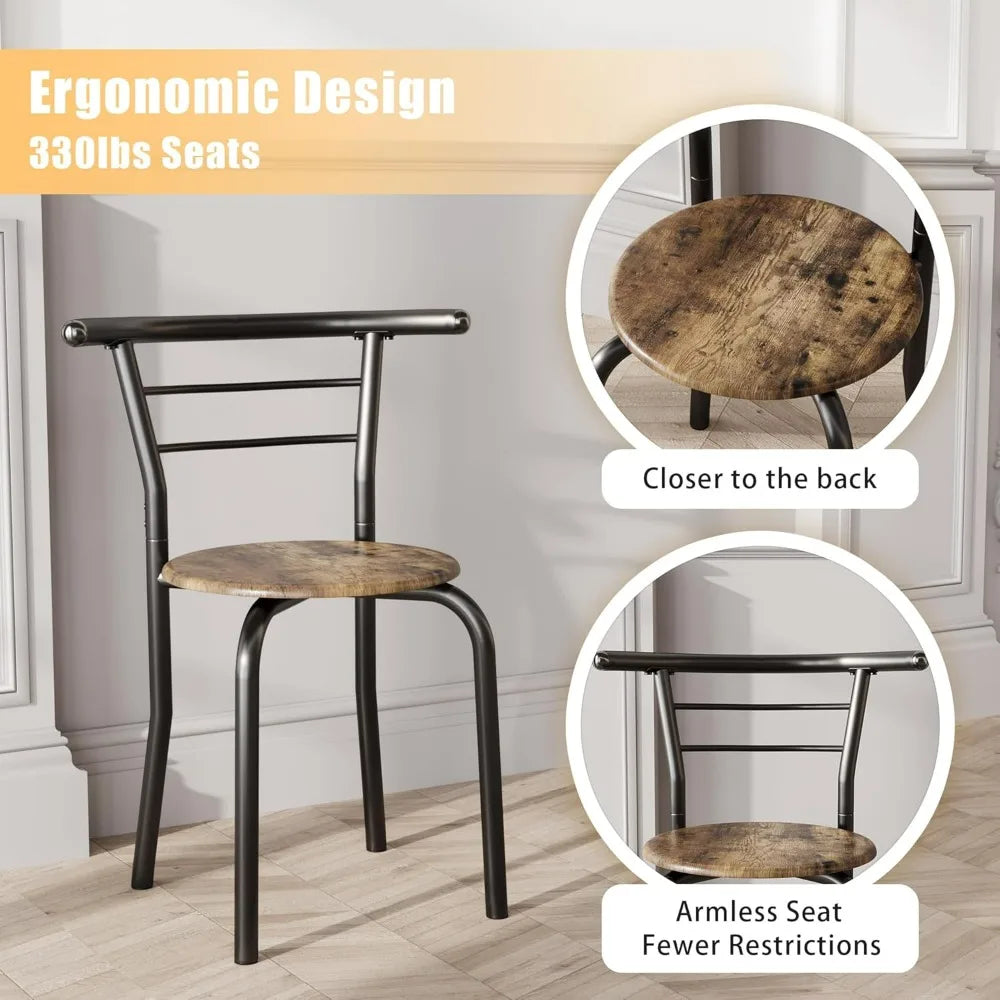 Wooden Round Table and Chair Set Space Saving Kitchen