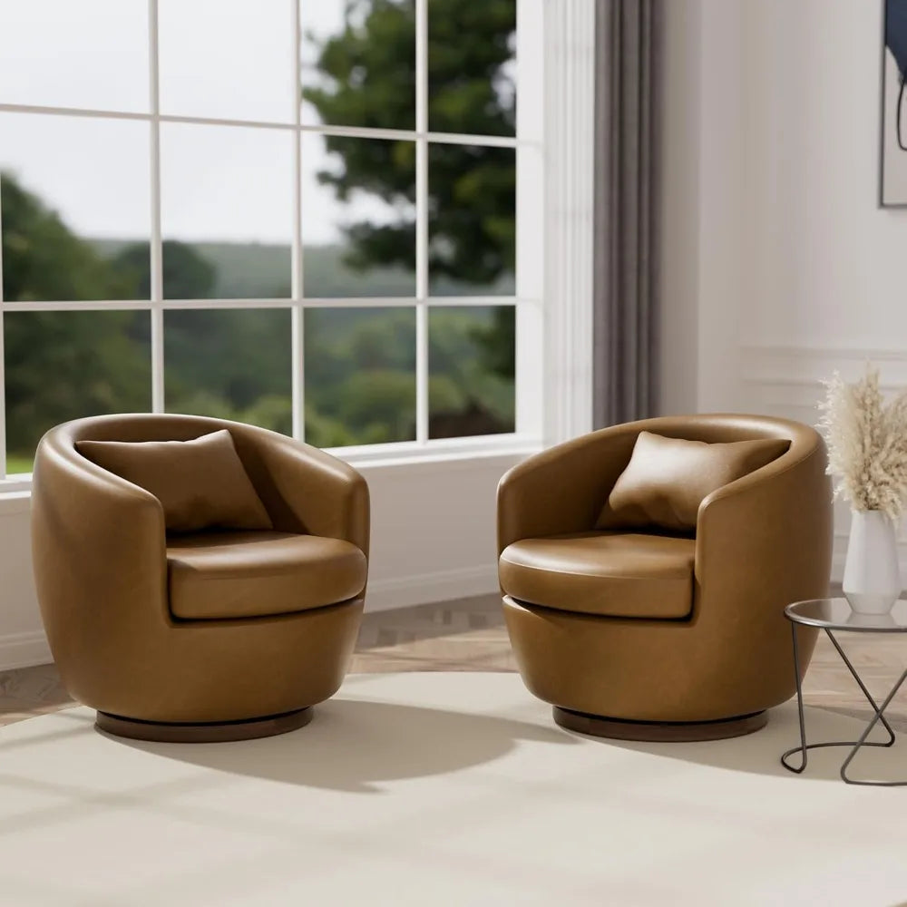 Guangbai Leather Accent Swivel Chair Pair With Storage