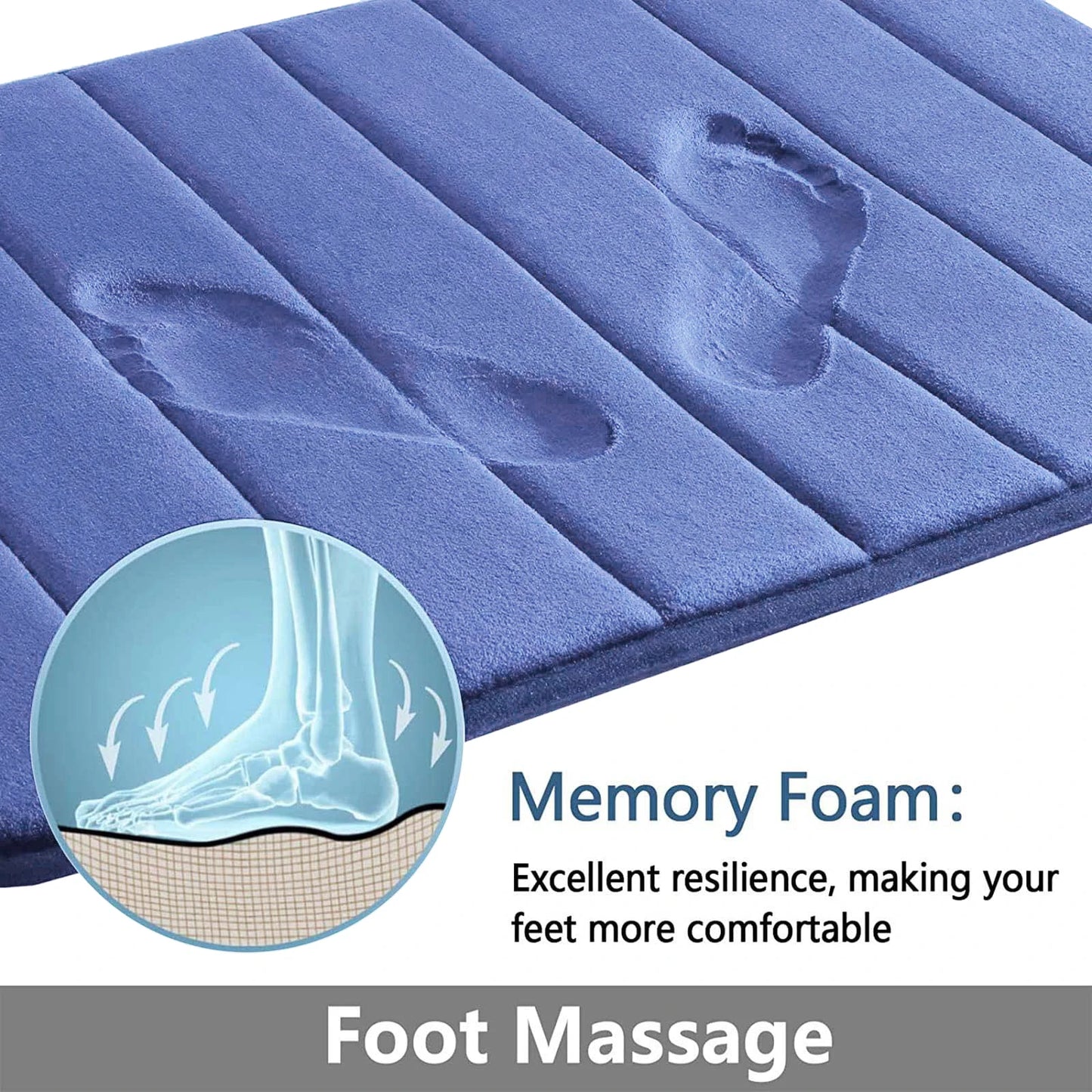 Memory Foam Bath Mat Set Non Slip Absorbent Washable