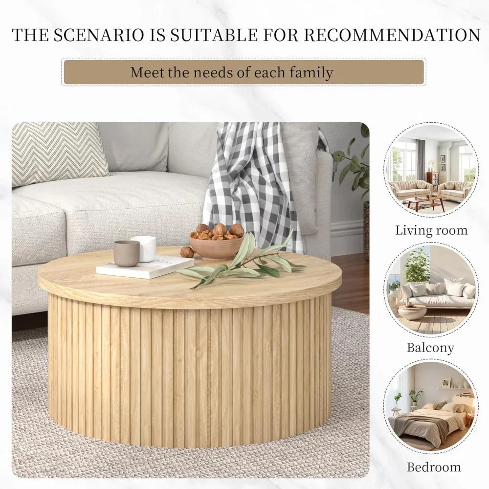 ZUIYU Round Lift Top Coffee Table With Hidden Storage