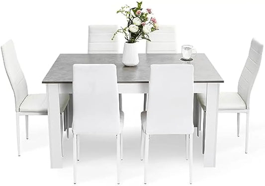 XMSJ Dining Table And Chairs Set High Back Faux Leather