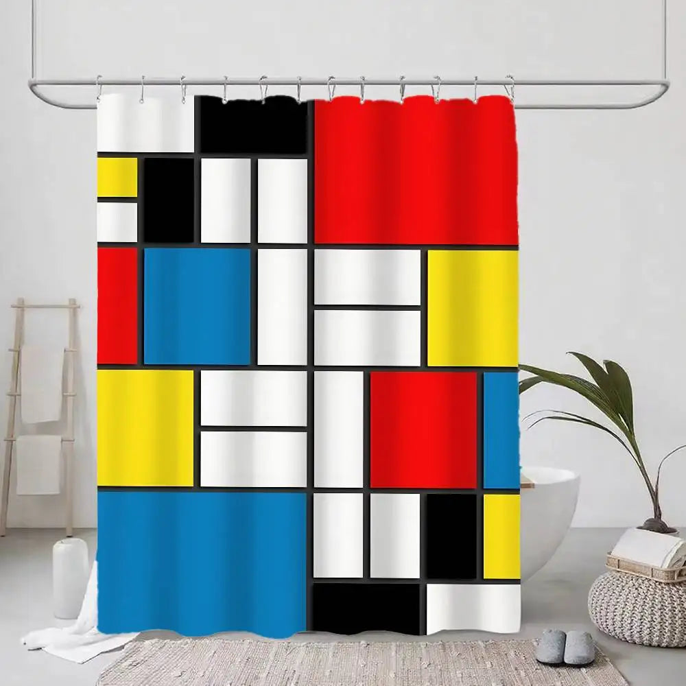 Choice Mondrian Modern Shower Curtain With Hook Art Deco