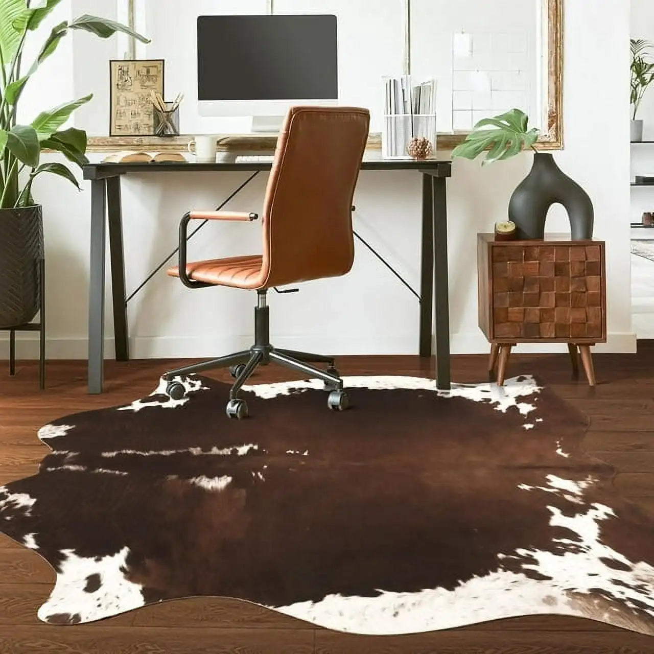 Lochas American Style Animal Print Faux Fur Cowhide Rug