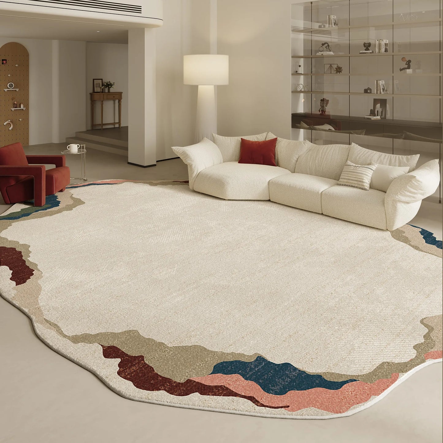 Modern Irregular Shapes Plush Rug For Living Room Decor Sculptural Geometry Area Rug