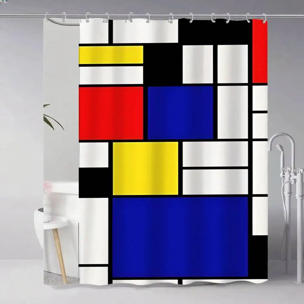 Choice Mondrian Modern Shower Curtain With Hook Art Deco