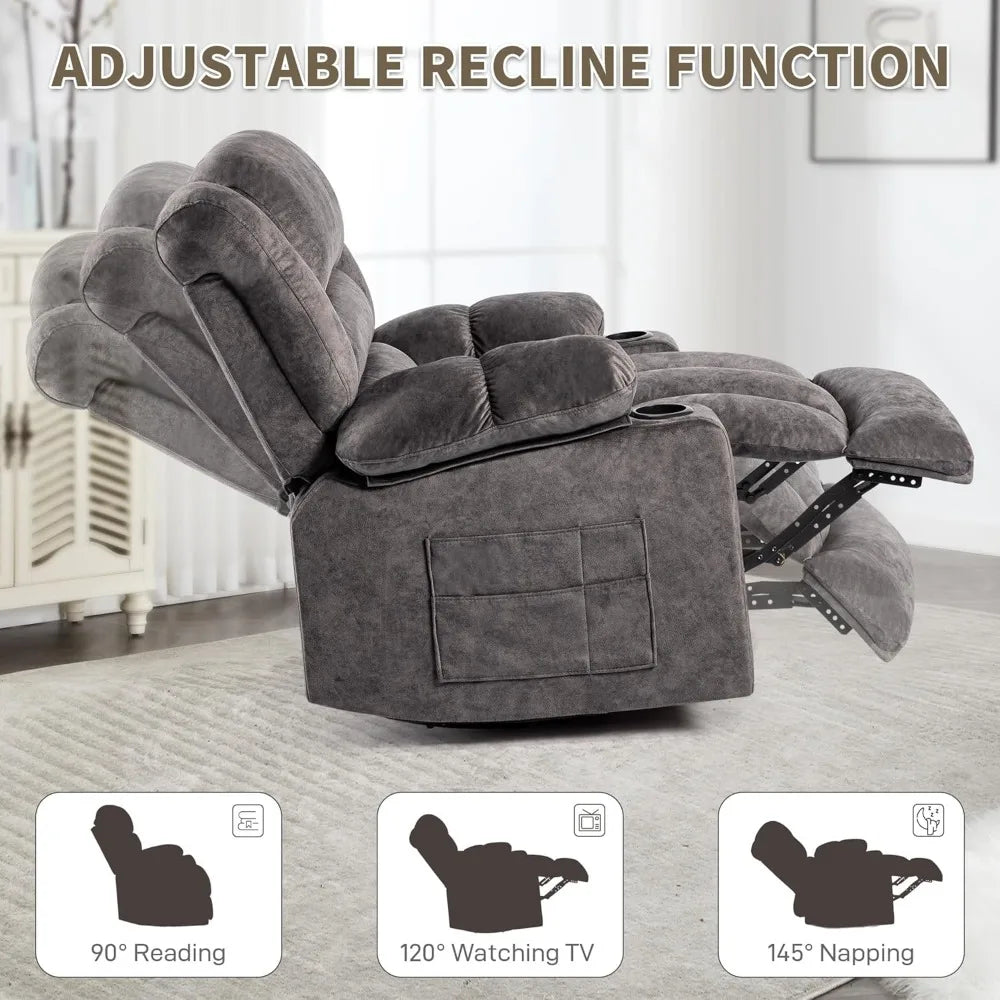 Ergonomic Recliner Chair Rocker With 360 Degree Swivel