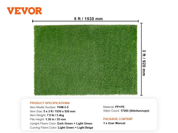 VEVOR Artificial Grass Rug Turf Door Mat For Outdoor Patio