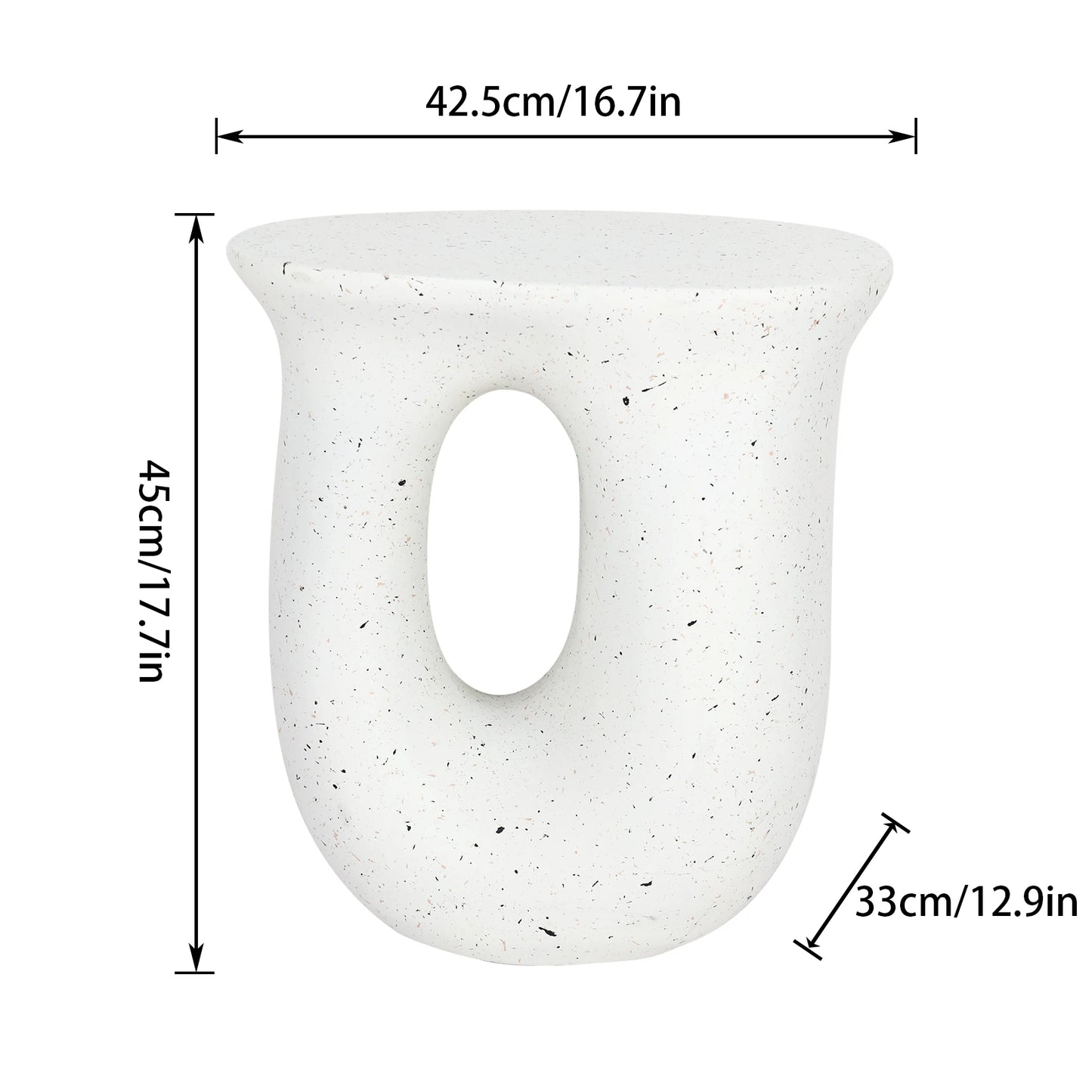 U Shaped Geometric Concrete Side Table Modern Nightstand Accent No Assembly Required