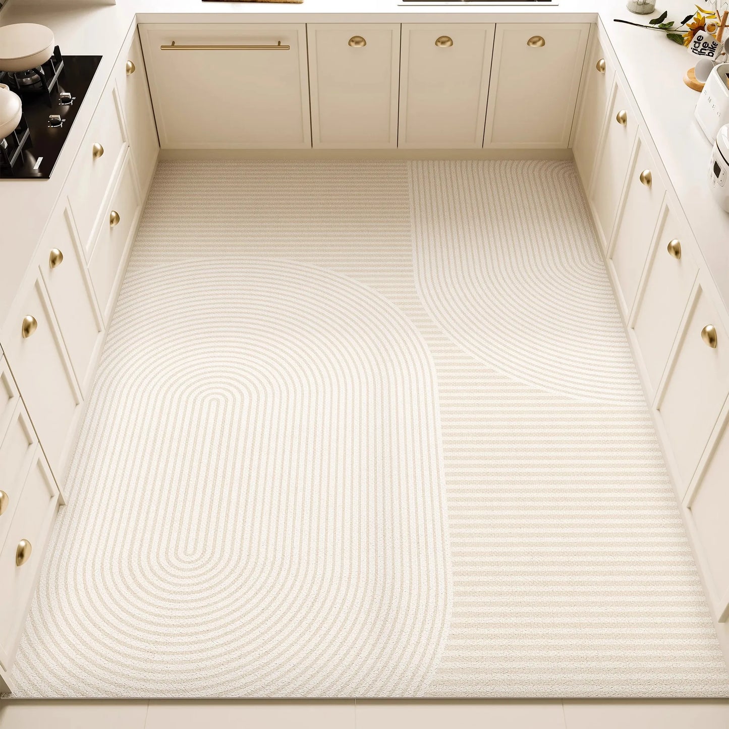 Craft PVC Leather Kitchen Mats Modernist Minimalist Design Waterproof Oilproof Rug for Kitchen