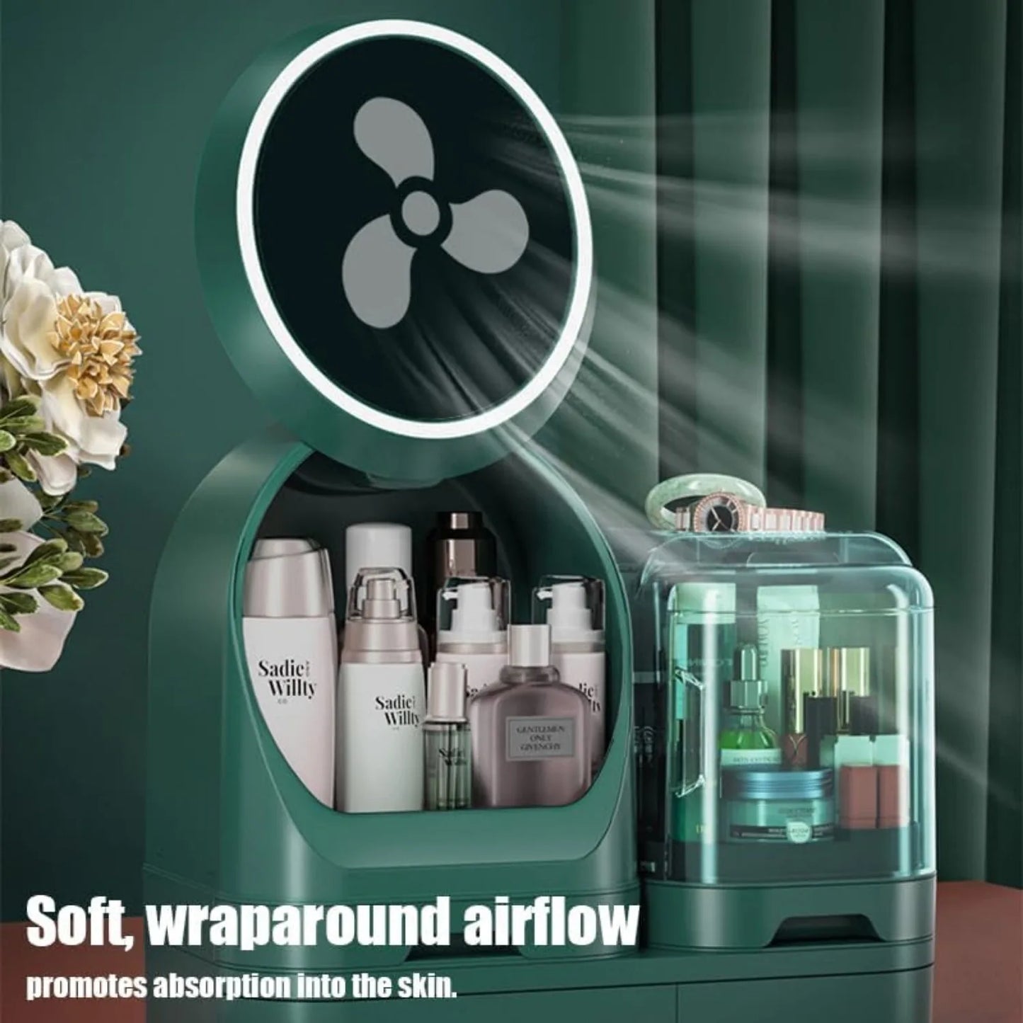 Hign Concerned 360 Rotating LED Mirror Makeup Organizer