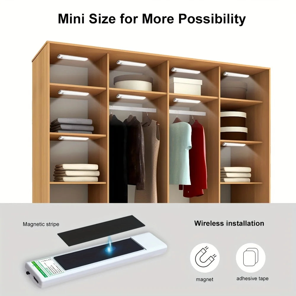 Six Pack Ultra Thin Motion Sensor Lights USB C Rechargeable LED Closet Hallway Night Lights