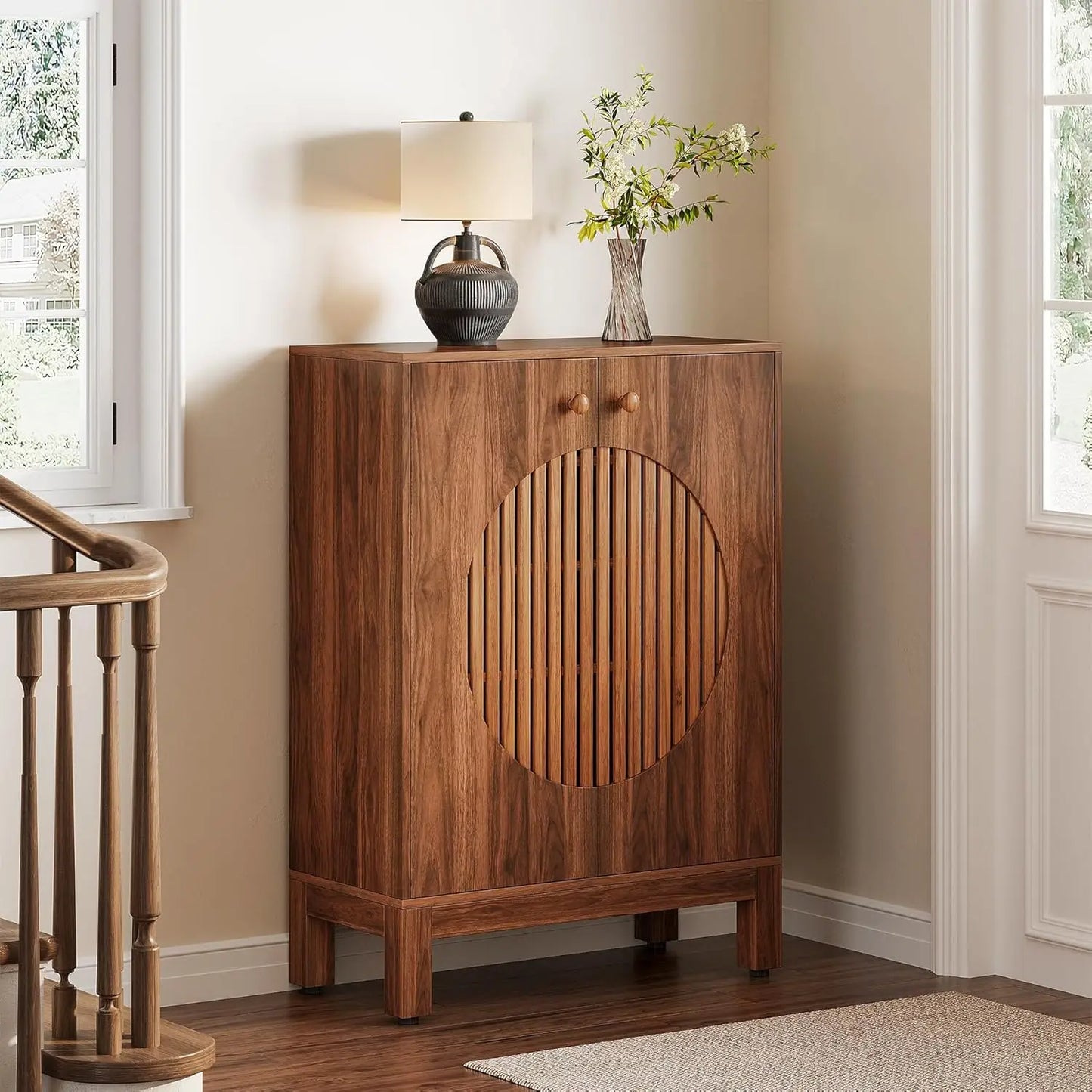 Little Tree 5-Tier Shoe Cabinet Farmhouse Style Organizer