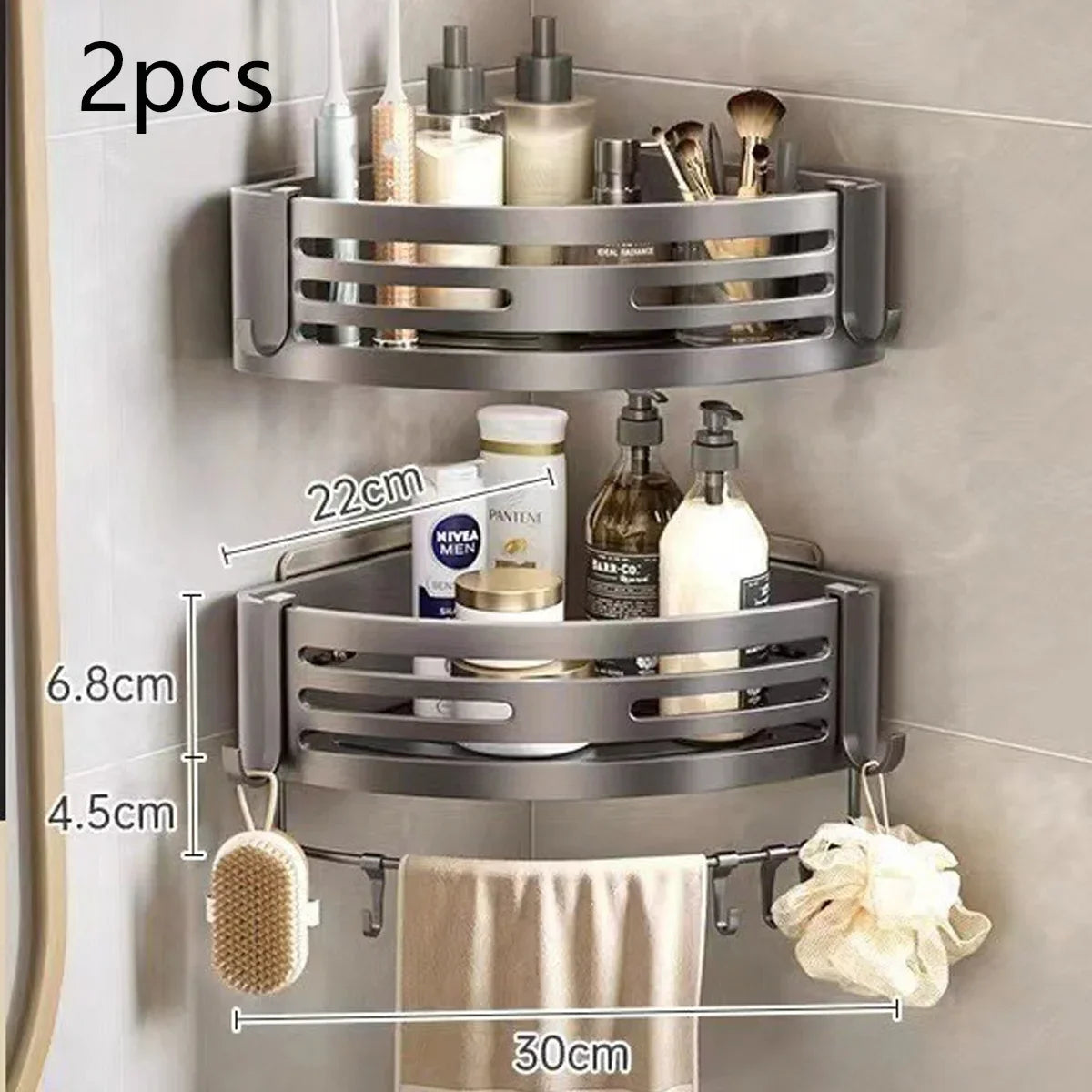 Hign Shower Corner Shelf With Hook Towel Bar Organizer