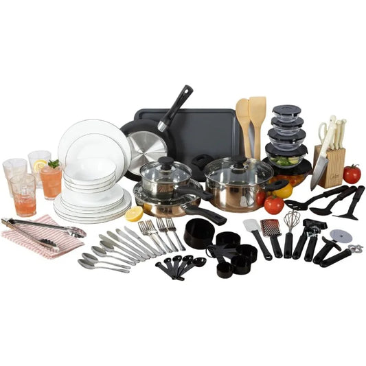 High Concerned Kitchen Box Set Premium Quality Cookware Dinnerware Utensils Collection 74 Piece All In One