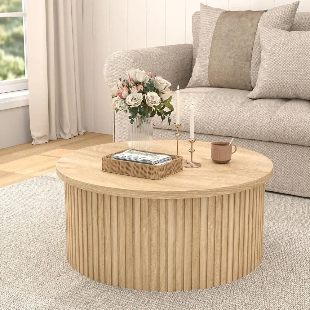 ZUIYU Round Lift Top Coffee Table With Hidden Storage