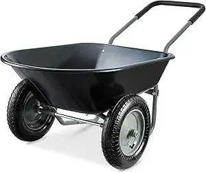 Dual Wheel Home Utility Wheelbarrow Garden Cart With Stand