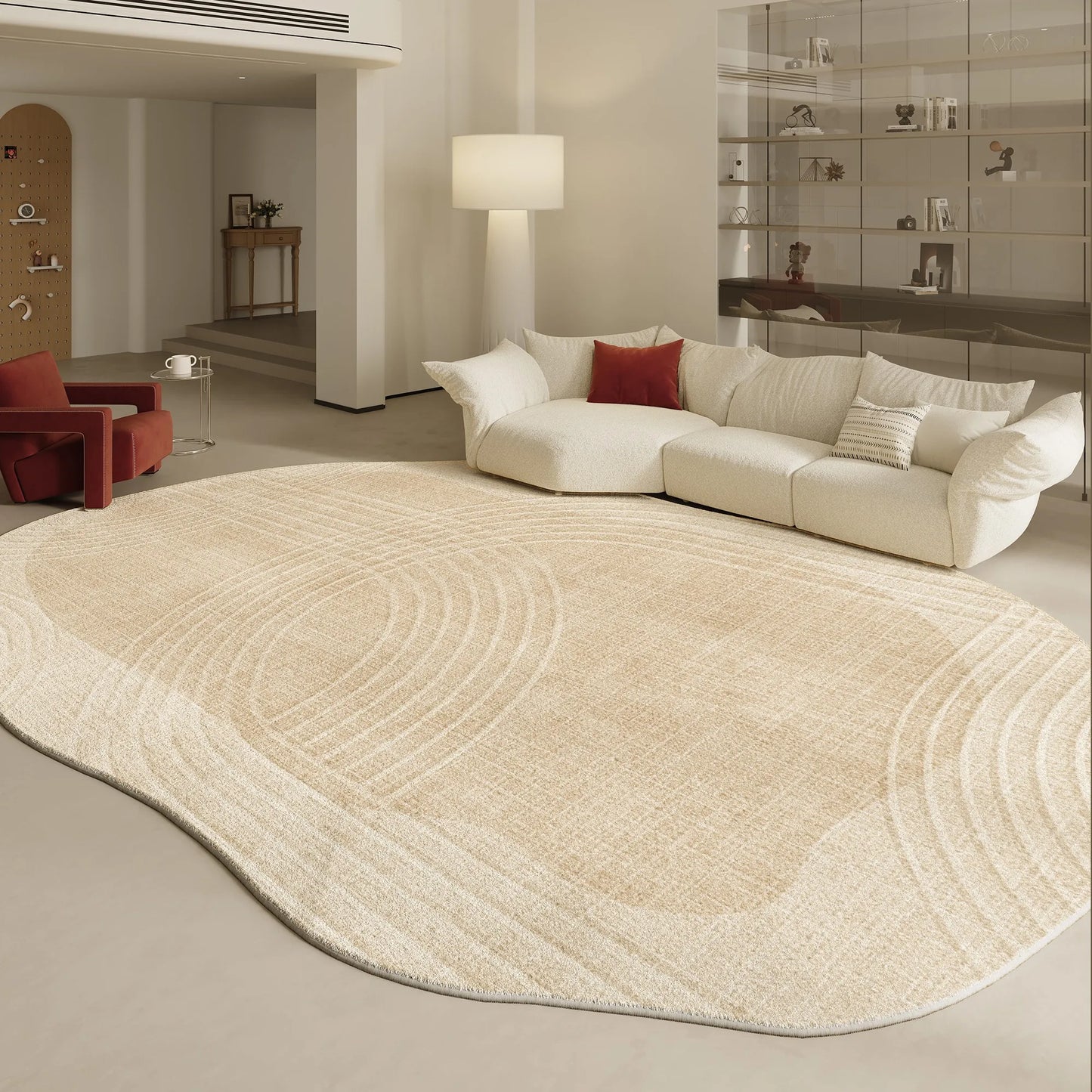 Modern Irregular Shapes Plush Rug For Living Room Decor Sculptural Geometry Area Rug