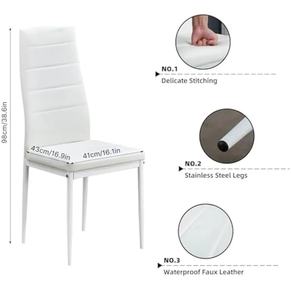 Mondeer Modern Dining Table Set With Faux Leather Chairs