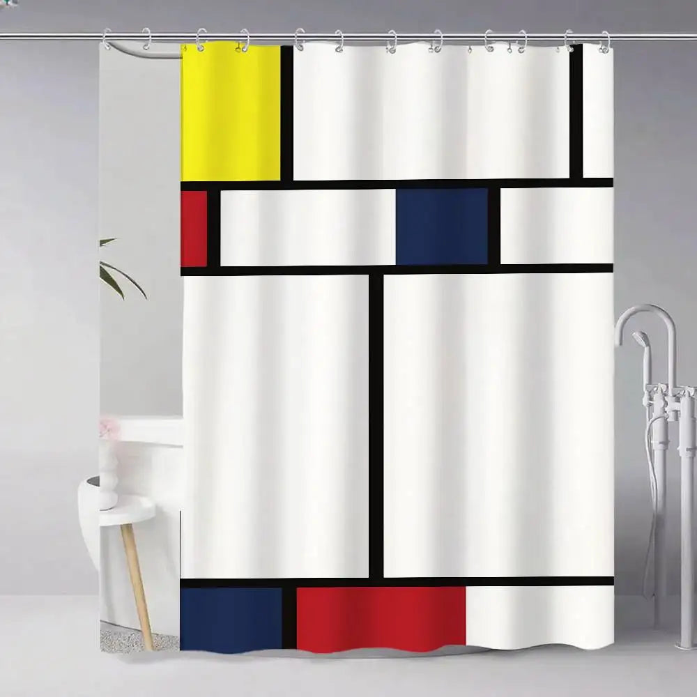 Choice Mondrian Modern Shower Curtain With Hook Art Deco