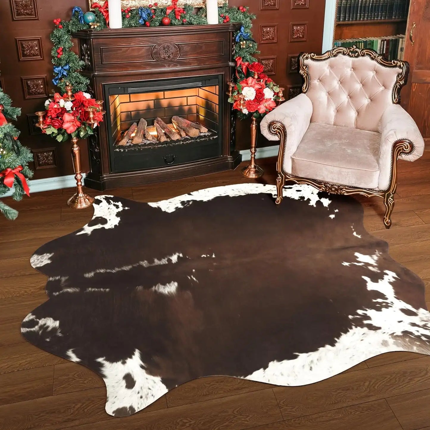 Lochas American Style Animal Print Faux Fur Cowhide Rug