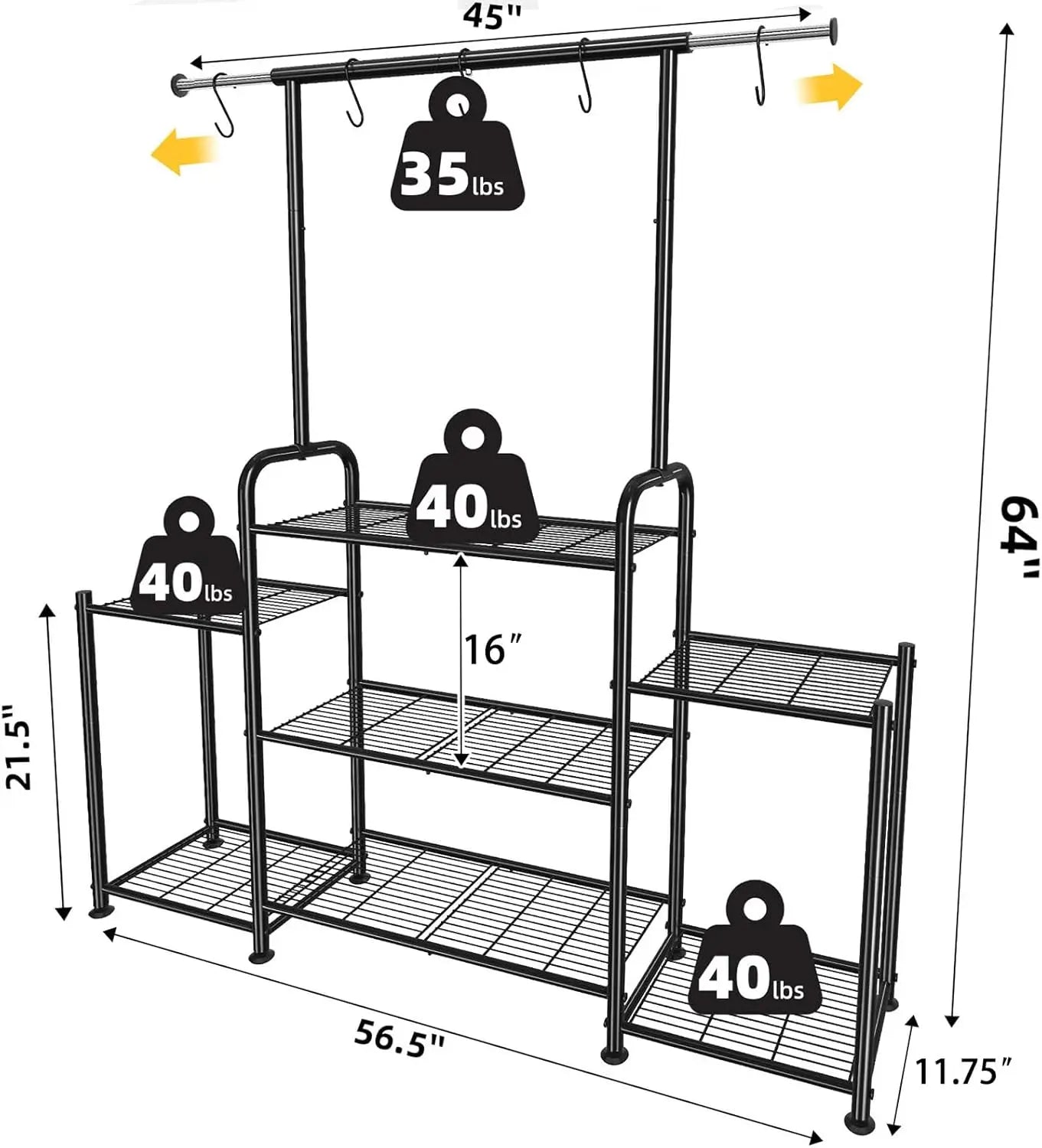 XMSJ Indoor Outdoor Metal Three Tier Hanging Plant Stand