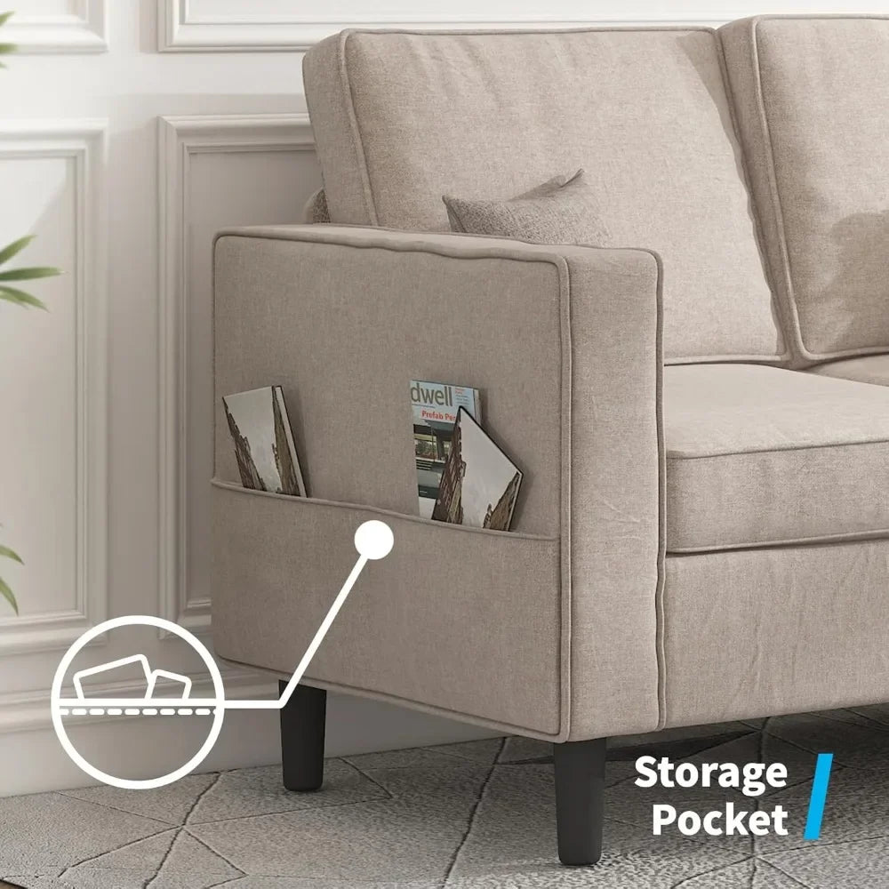 Combination L Shaped Sectional Sofa Set With Ottoman And Storage Seats Up To Six