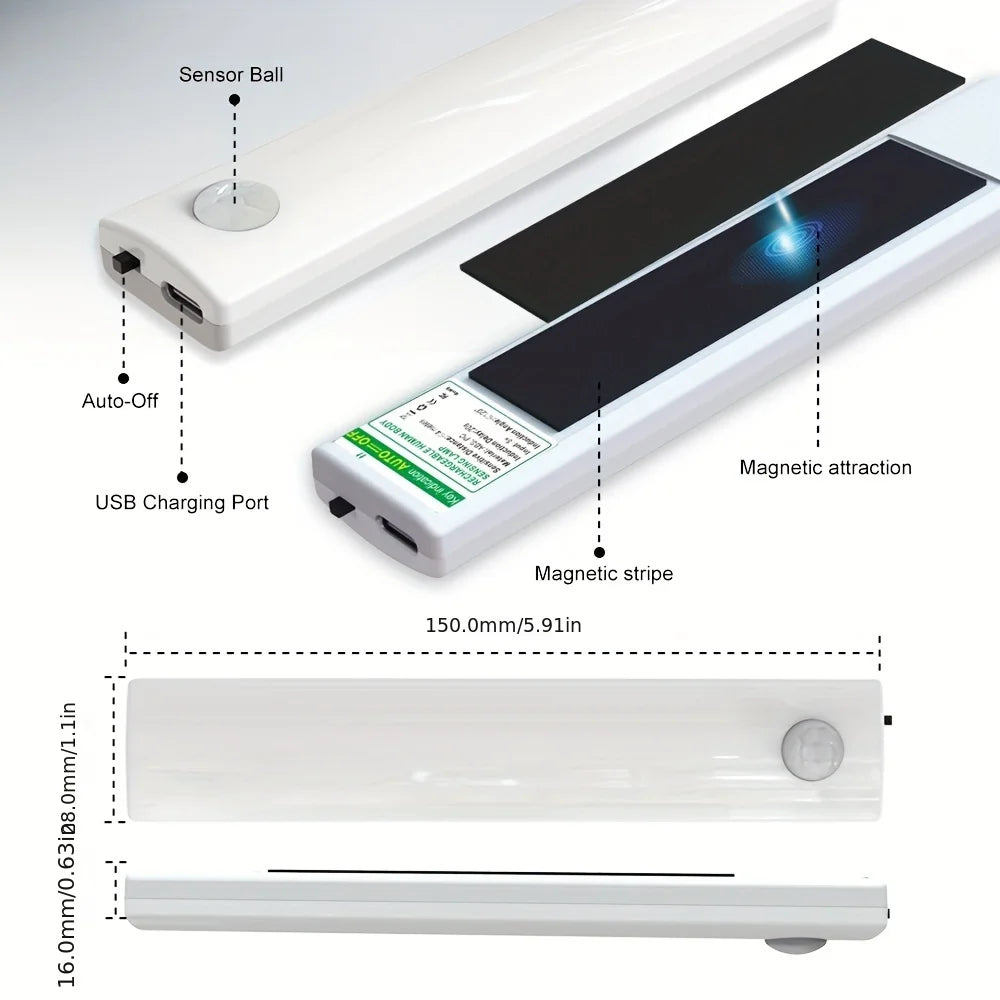 Six Pack Ultra Thin Motion Sensor Lights USB C Rechargeable LED Closet Hallway Night Lights