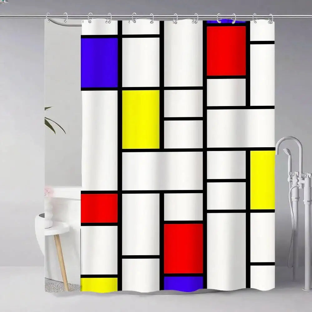 Choice Mondrian Modern Shower Curtain With Hook Art Deco