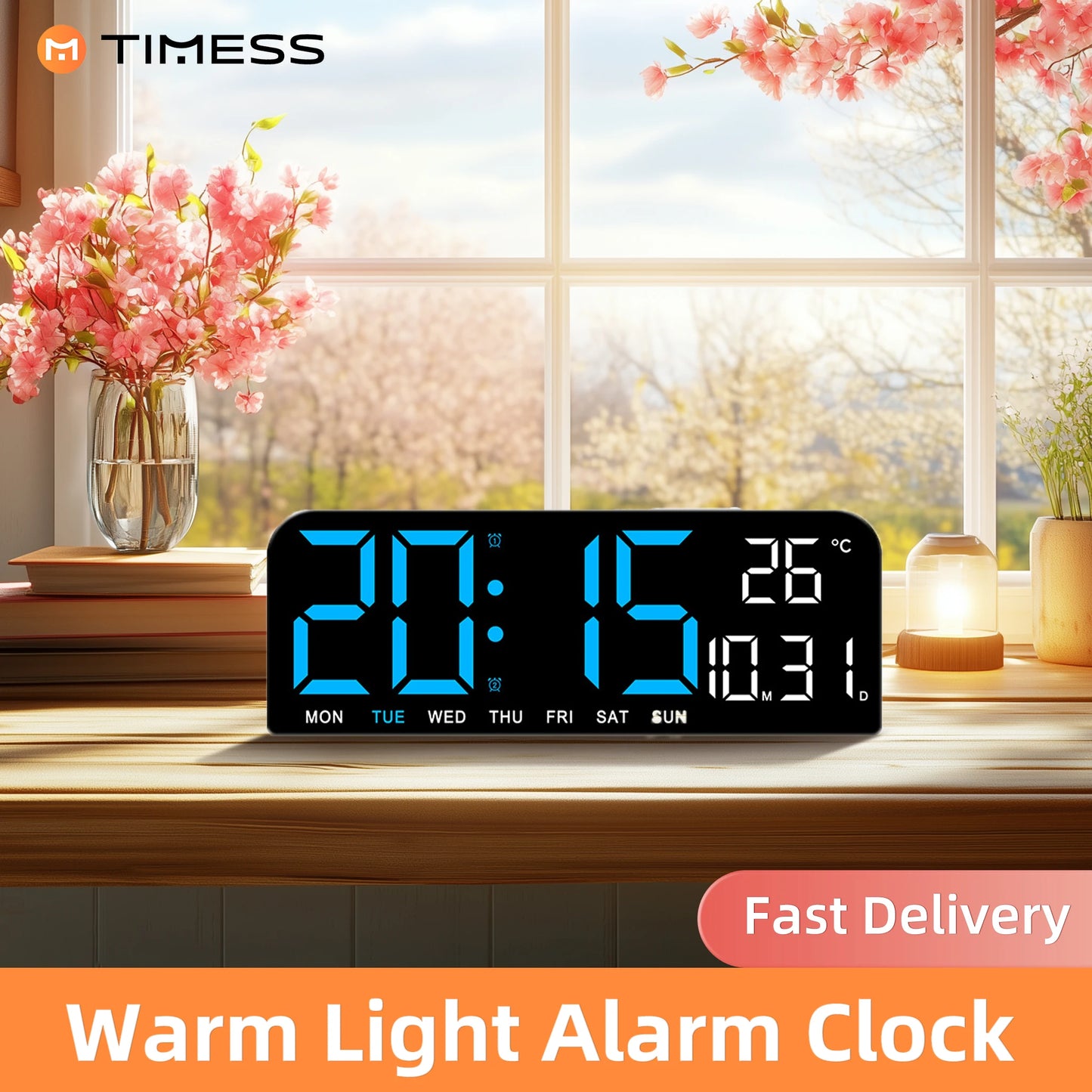 TIMESS Digital Alarm Clock With Temperature And Date