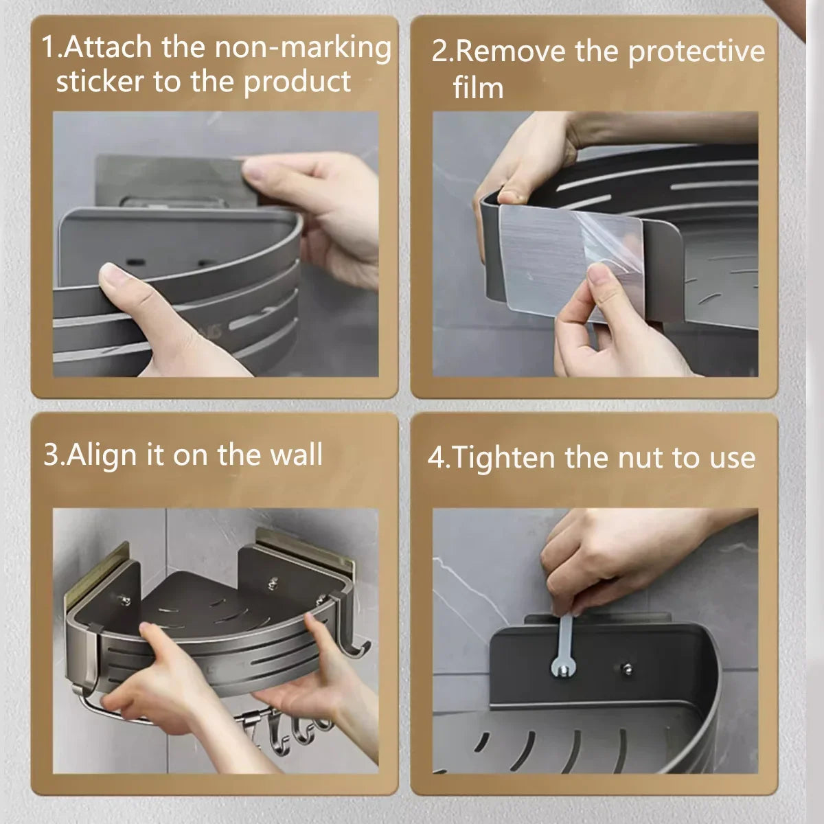 Hign Shower Corner Shelf With Hook Towel Bar Organizer