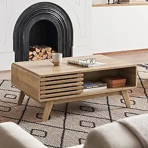 YANYING Ensley Coffee Table With Storage Modern Farmhouse